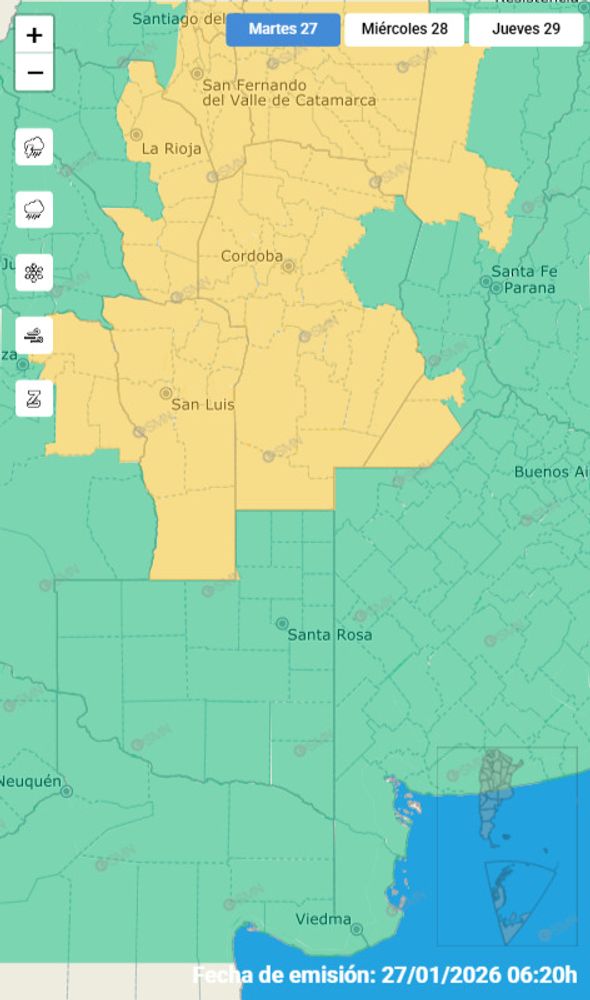 Alerta amarilla tormenta Córdoba