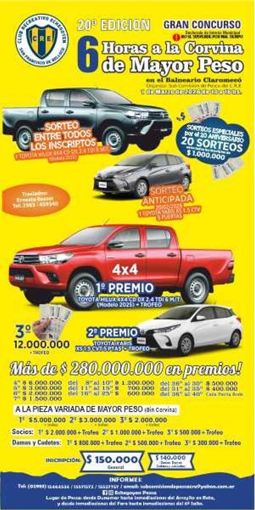 6 horas a la corvina de mayor peso del club Recreativo Echegoyen