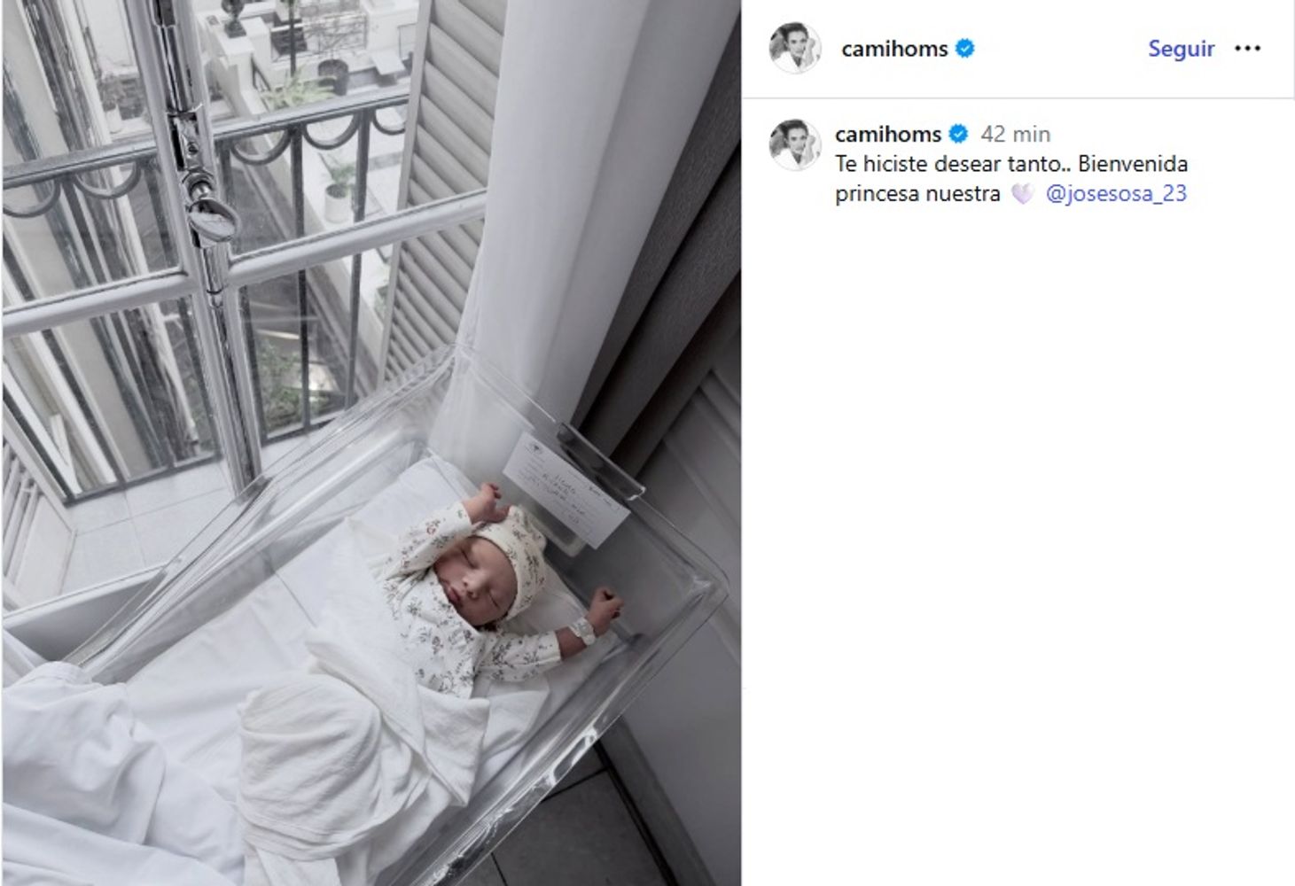 Aitana, la beba recién nacida de Cami Homs y José Sosa