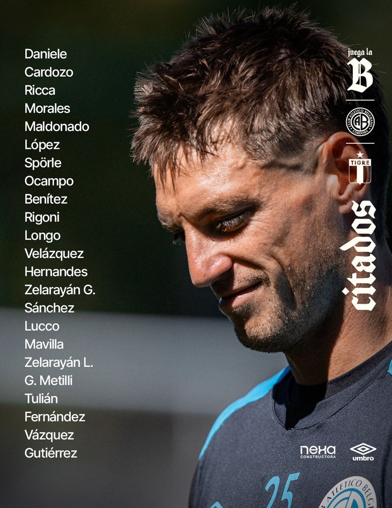 Los convocados para el partido con Tigre este jueves 29 de enero.
