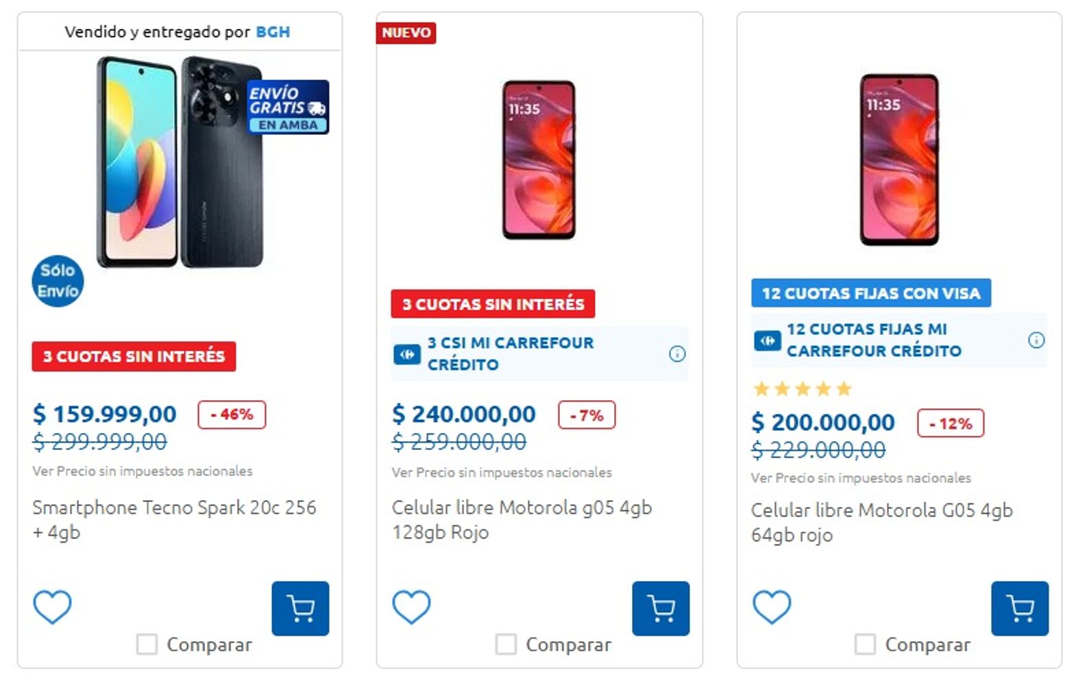 Celulares en oferta en los supermercados