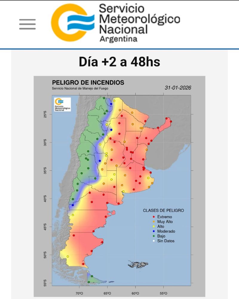 Riesgo extremo de incendios en la provincia