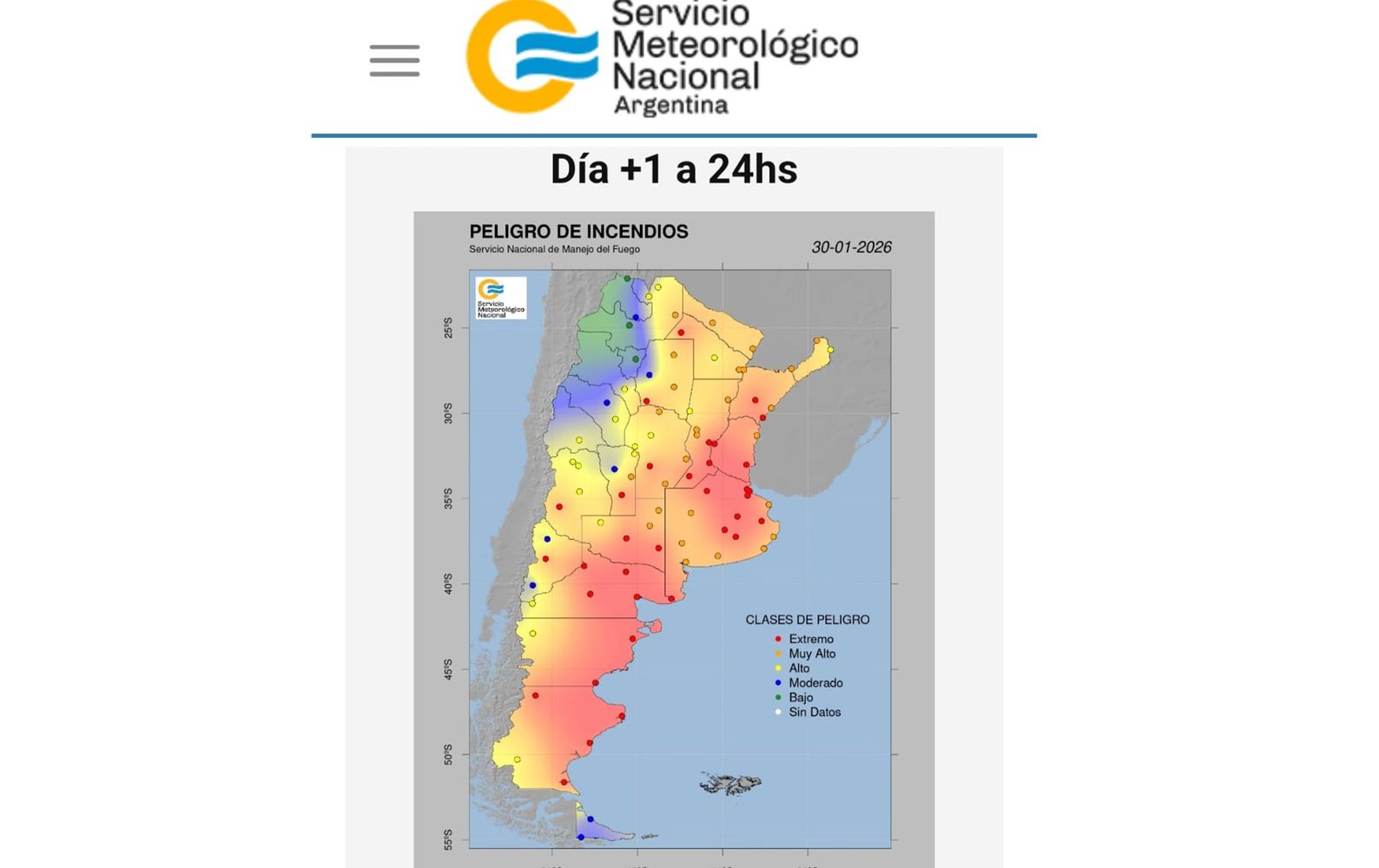 Riesgo extremo de incendios en la provincia
