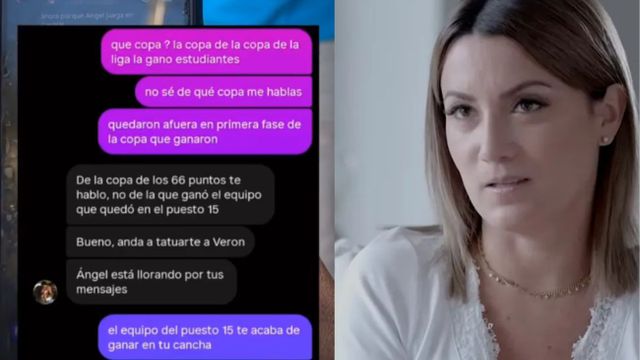 Jorgelina Cardoso y los chat con un hincha de Belgrano.