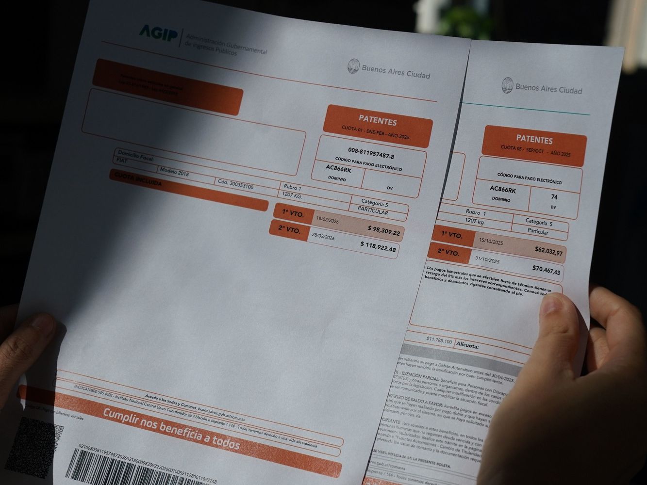 Errores en las boletas de las patentes en CABA.