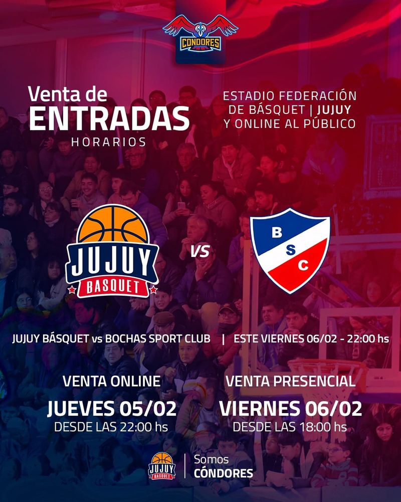 Desde Córdoba llega Bochas Sport Club para jugar este viernes ante Jujuy Básquet. Las entradas pueden ser adquiridas vía online o en modo presencial.
