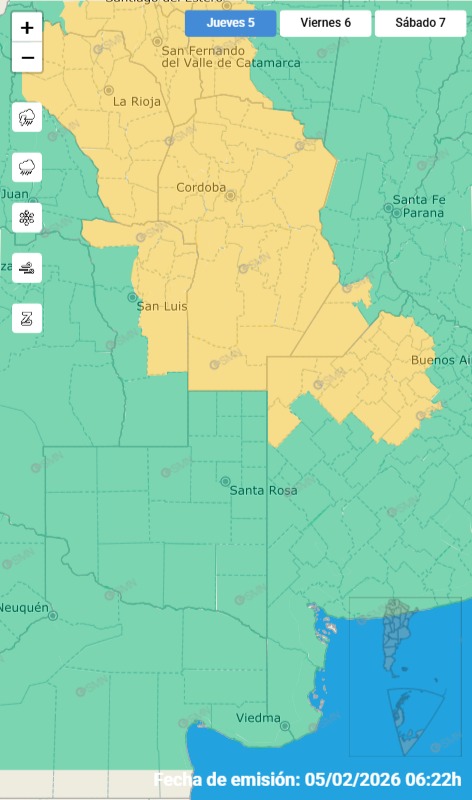 Alerta amarilla por tormentas en Córdoba.