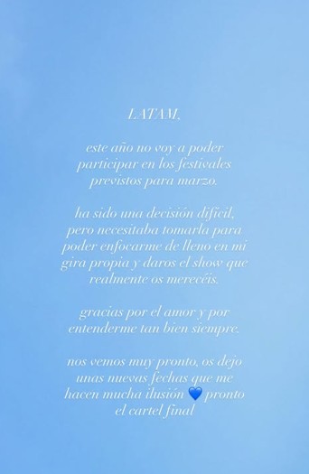 Nueva baja en el Lollapalooza Argentina 2026: Aitana se retira de la grilla y hay cambios en el line up