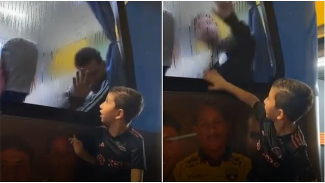 El hijo del jugador Miguel Parrales, del Barcelona de Guayaquil, feliz con los astros argentinos. 
