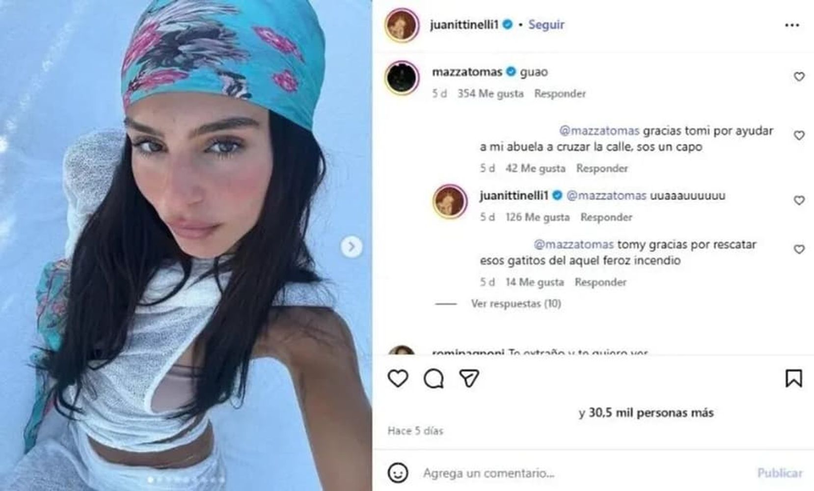 Los mensajes de Juanita Tinelli y Tomás Mazza