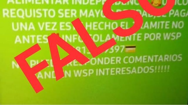 Alerta oficial por estafas y falsas gestiones de la Tarjeta Alimentaria Independencia.