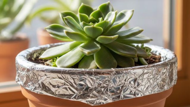 El papel aluminio en las macetas es un recurso simple para potenciar la luz y el crecimiento de las plantas en casa.
