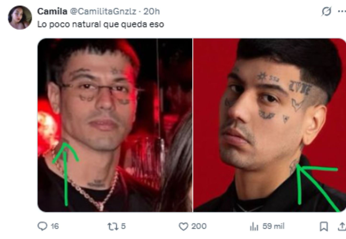 Las diferencias en la apariencia de Duki.