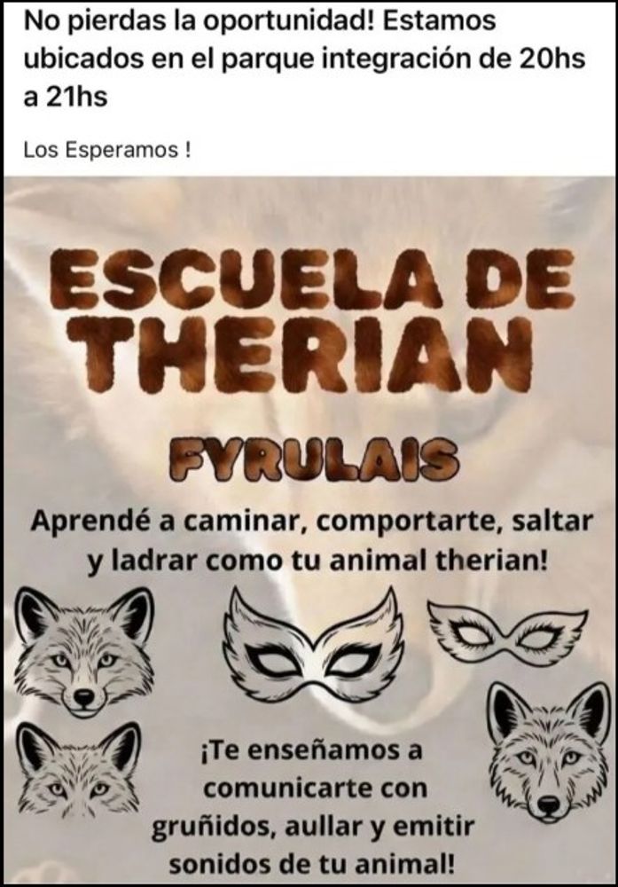 El anuncio de una Escuela Therian en Río Negro.