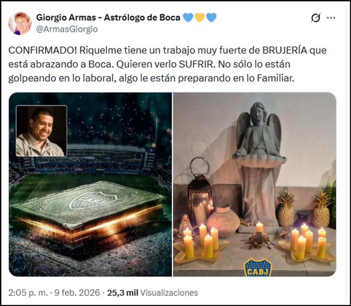 El posteo del astrólogo de Boca sobre Riquelme.