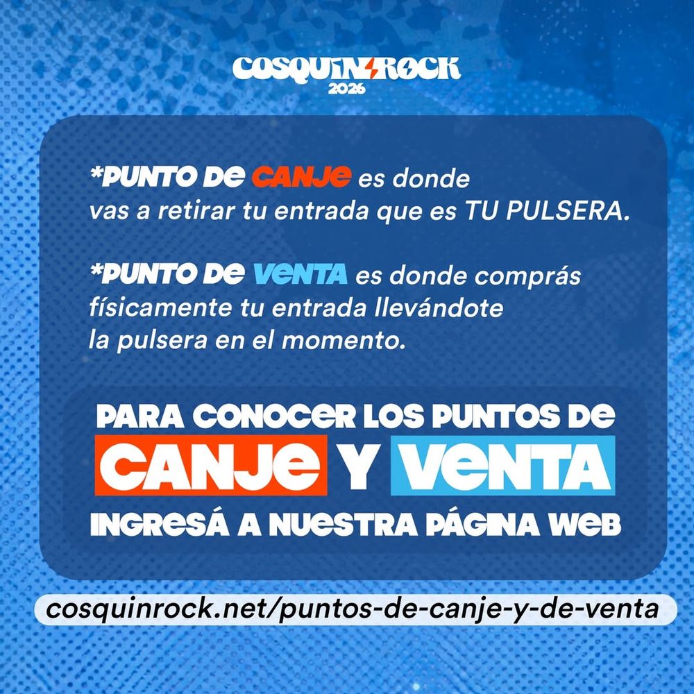 Cosquín Rock 2026: dónde retirar tu pulsera y cómo cargar dinero en Pocket Cash para comprar dentro del predio