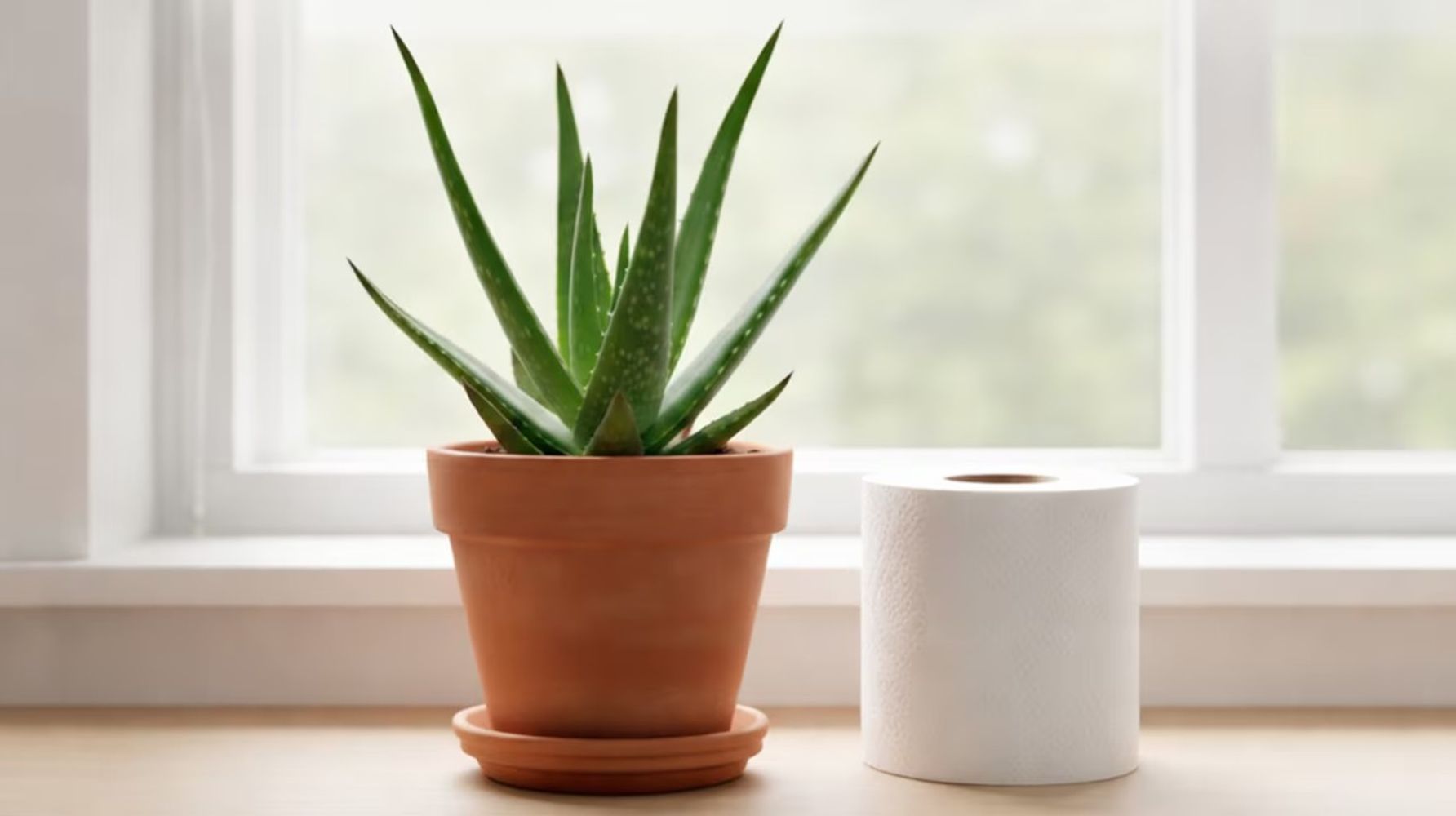 El papel actúa como regulador de humedad y previene la pudrición de raíces, protegiendo la salud del aloe vera.