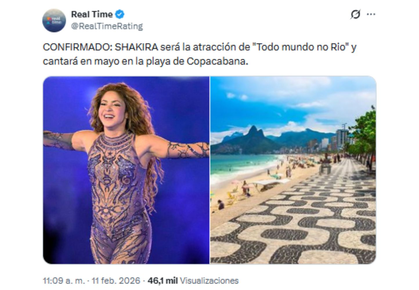 Shakira es la artista confirmada.