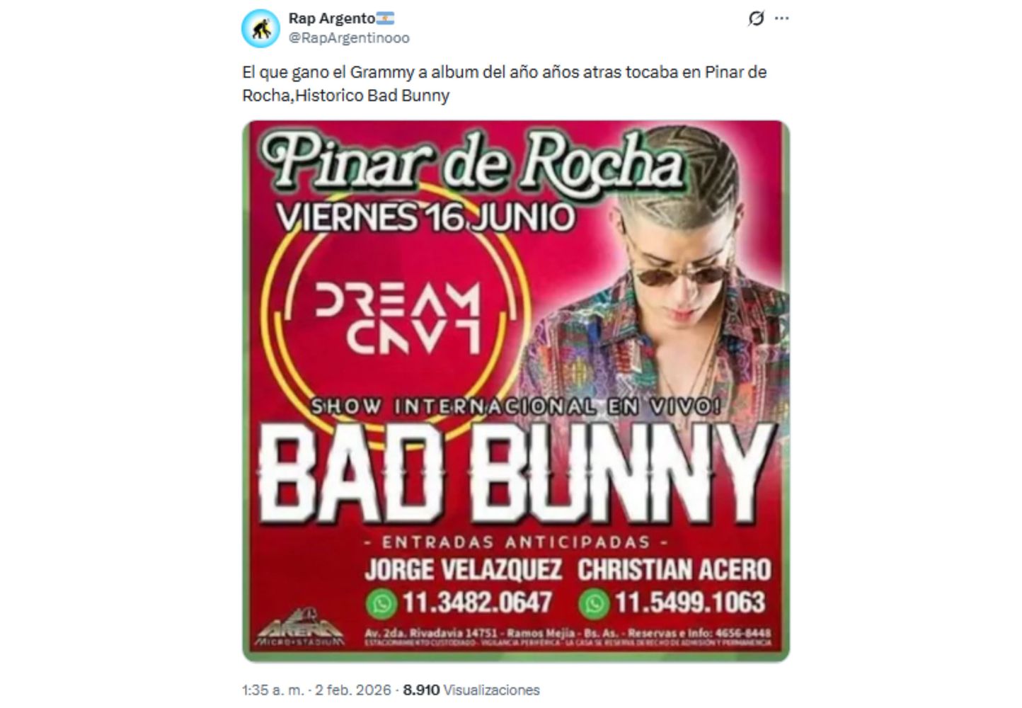 El artista se presentó años atrás en el reconocido boliche del conurbano.