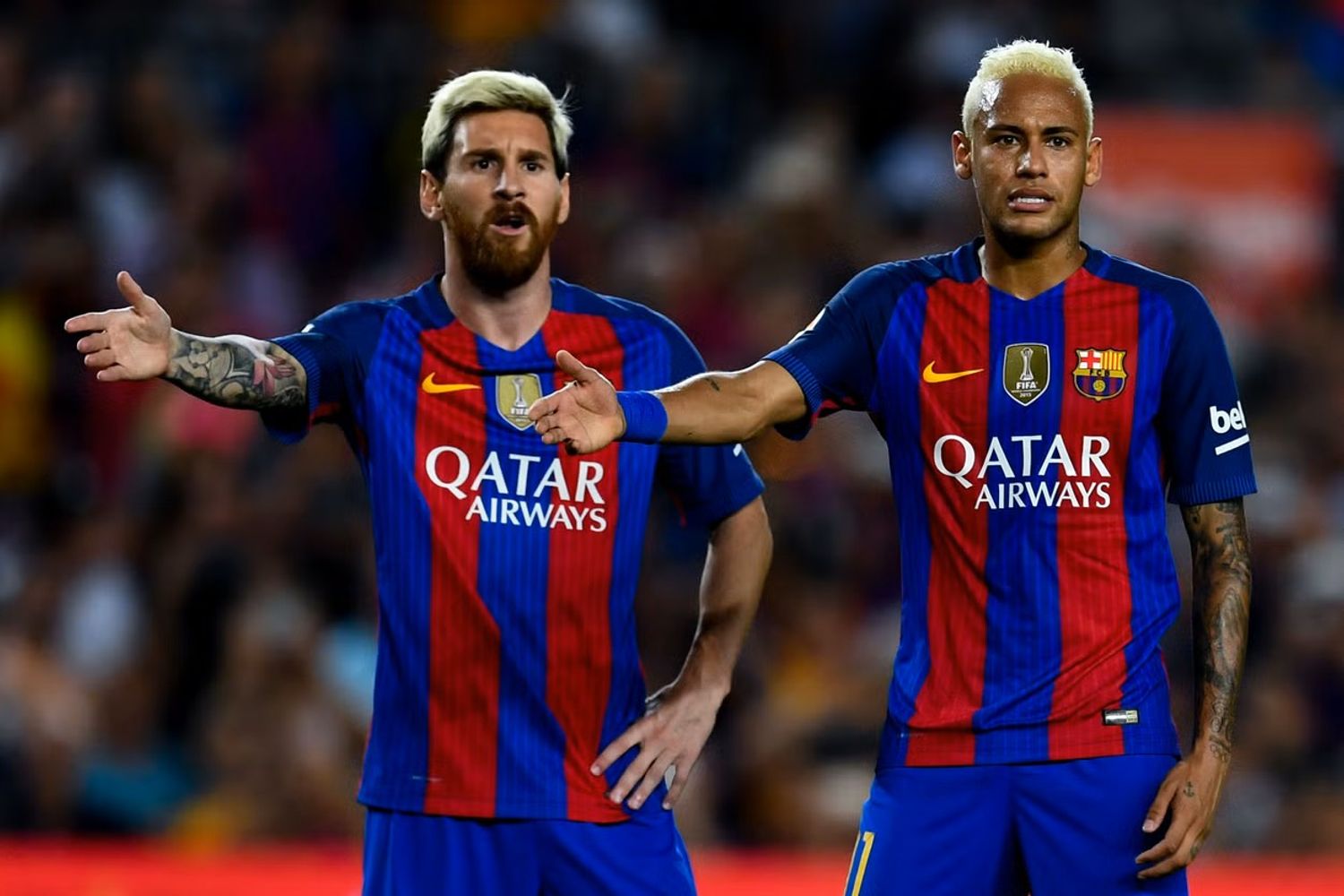 Messi y Neymar, cuando jugaban juntos en el Barcelona. 