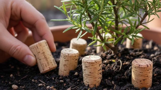Colocar corchos en la maceta del romero es una técnica sencilla y ecológica que ayuda a mantener la planta en óptimas condiciones.