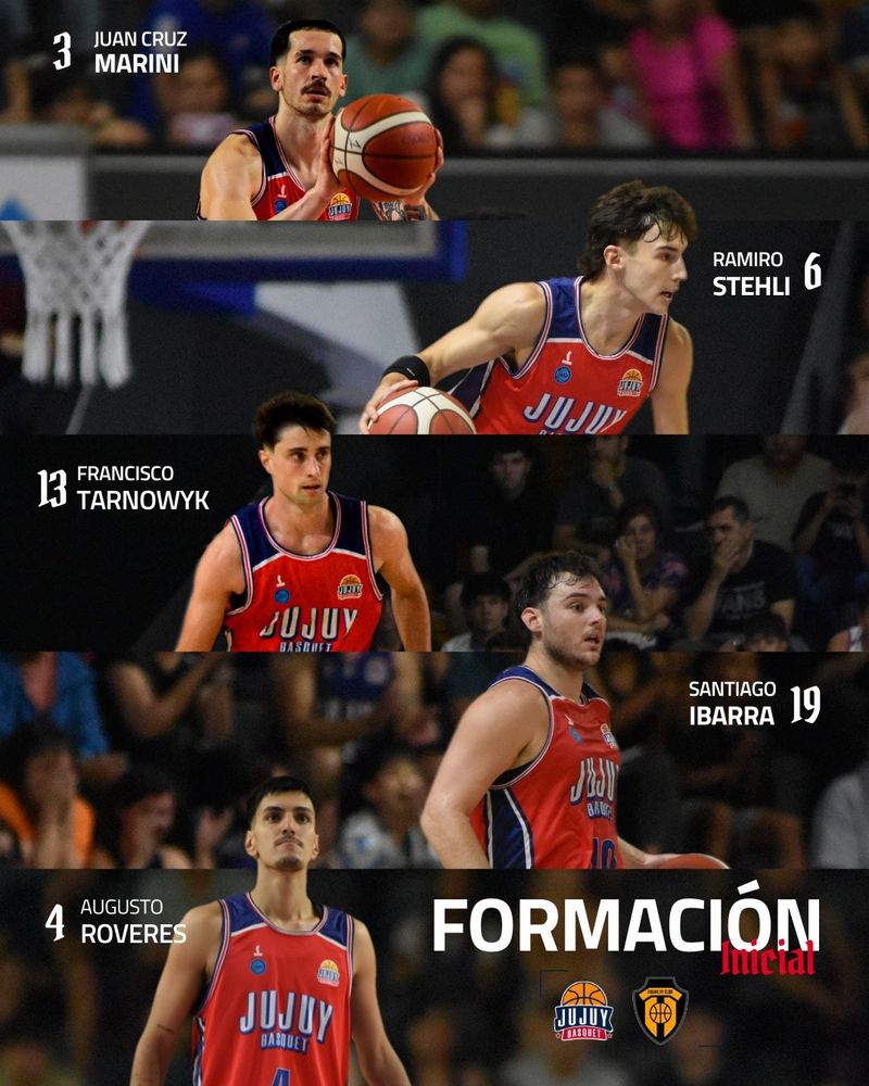 El quinteto titular que puso en cancha el entrenador Guillermo Tasso para enfrentar al puntero de la Conferencia Norte de La Liga Argentina.