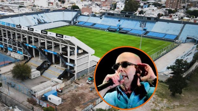 La banda del Inidio Solari en la cancha de Belgrano. 