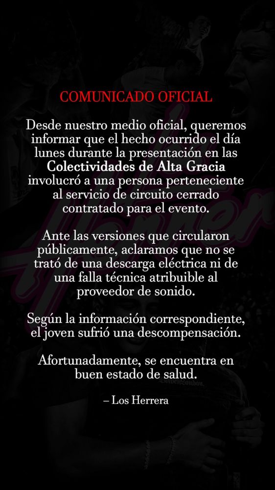 El comunicado oficial de Los Herrera.
