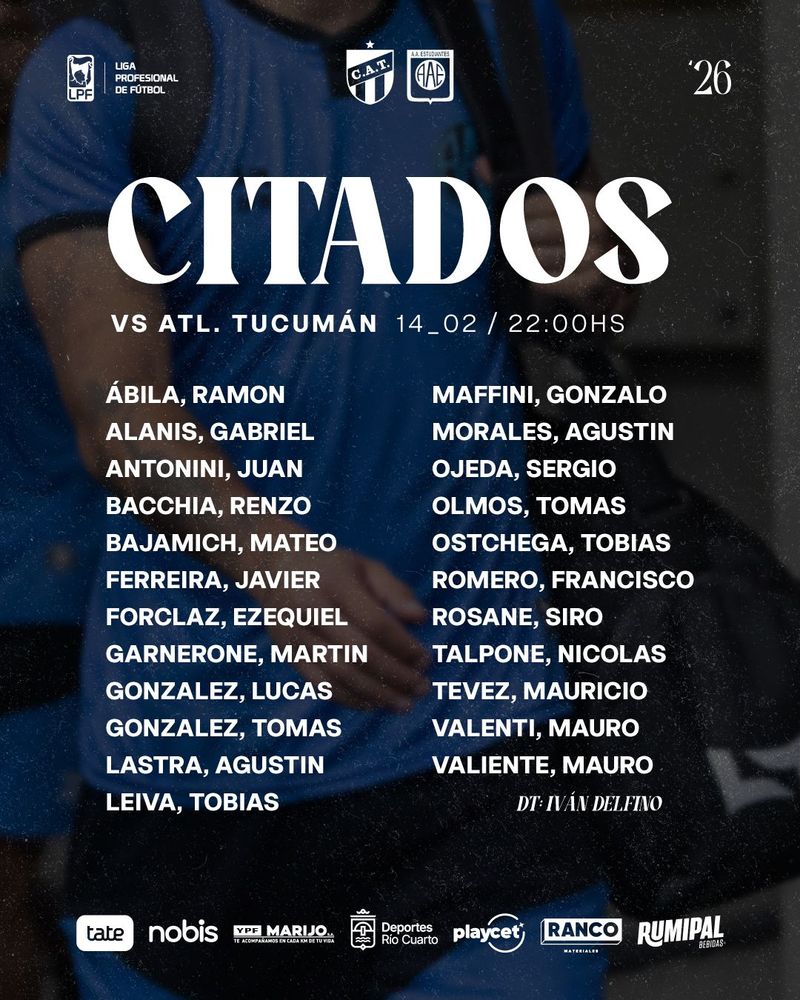 Citados Estudiantes RC contra Atlético Tucumán