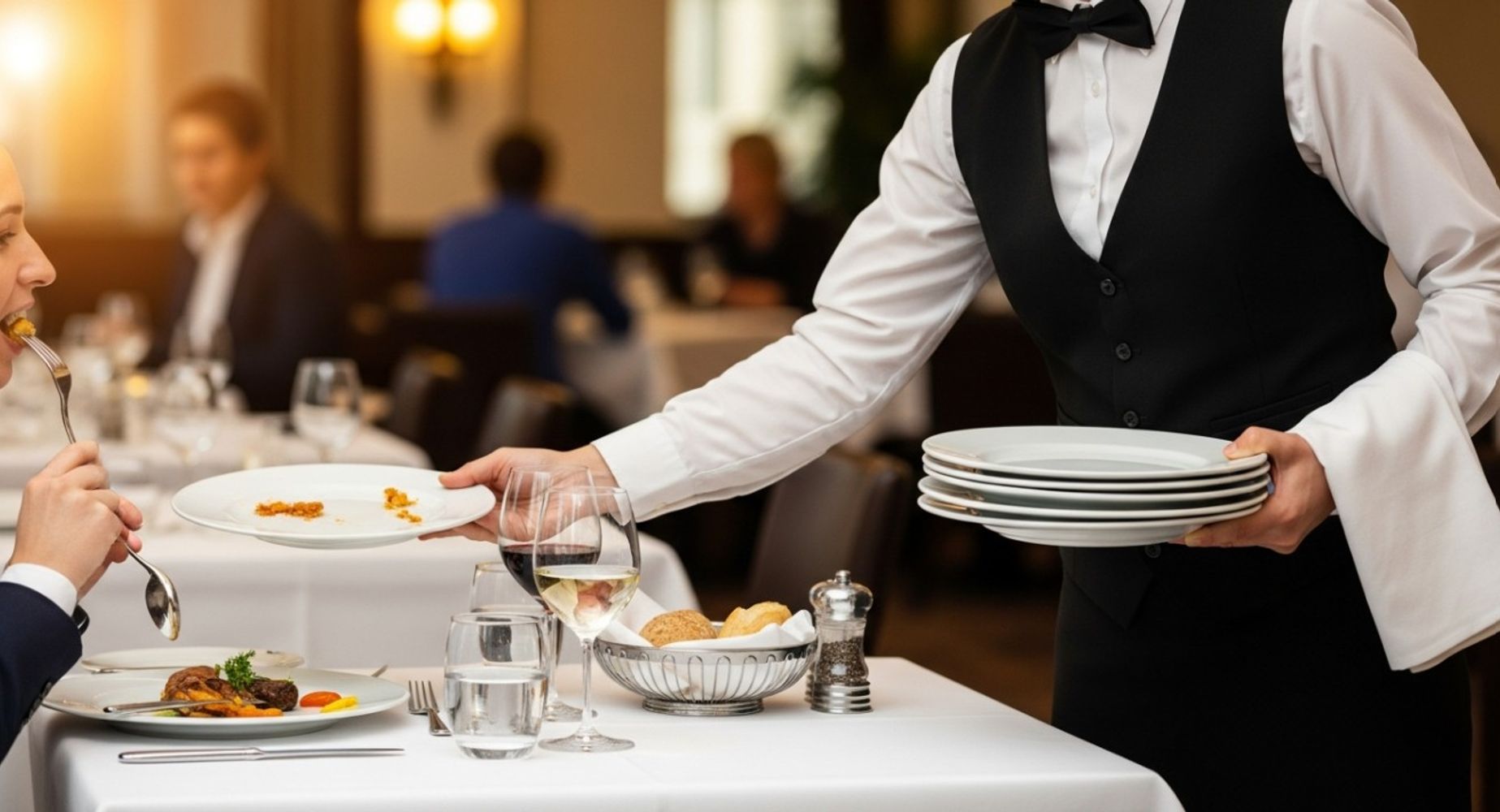 Este comportamiento refleja humildad y respeto hacia el personal de servicio en restaurantes y cafeterías