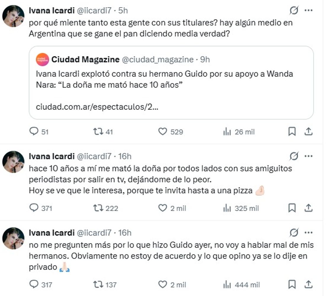 Ivana Icardi en X