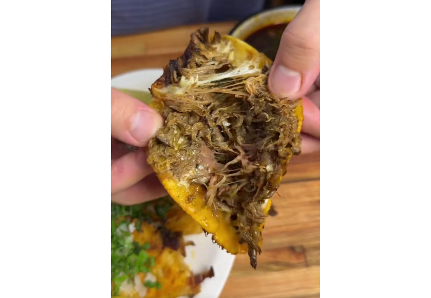 Así quedan los tacos por dentro.