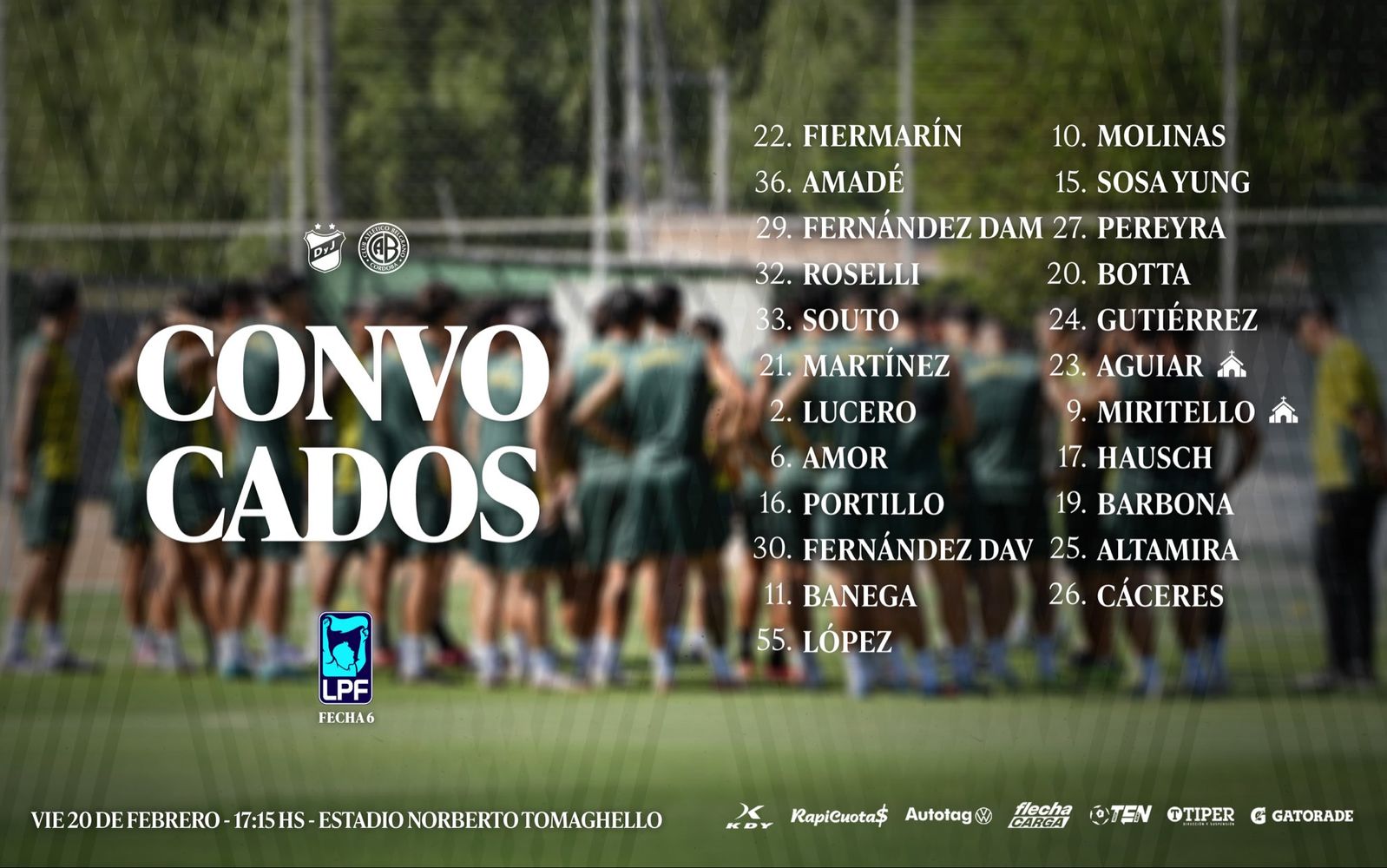 Los jugadores convocados para el partido en Florencio Varela.