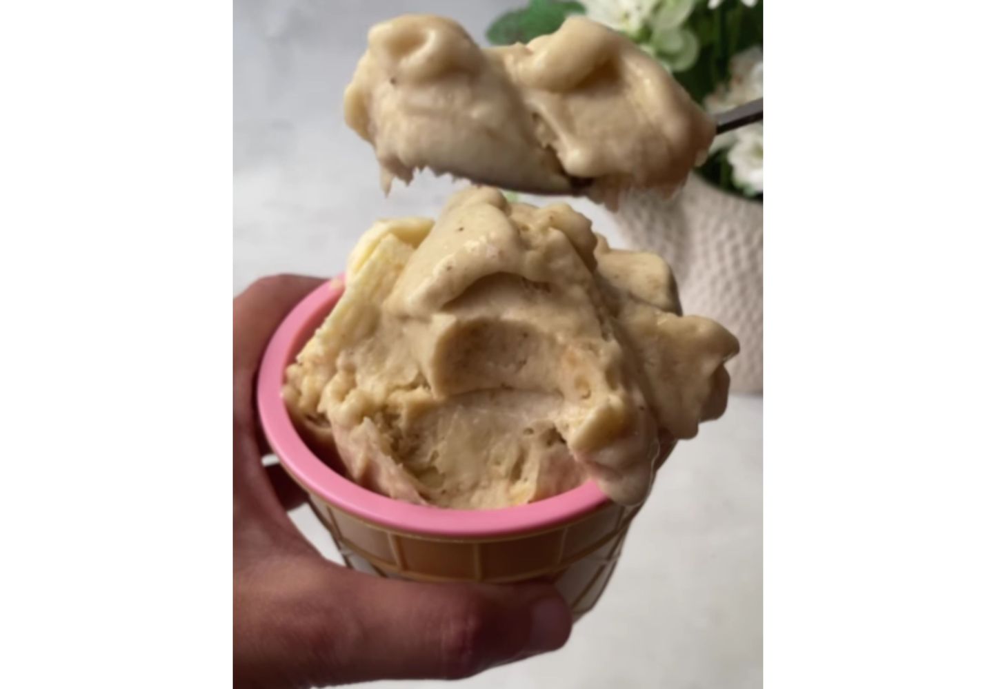 Así de cremoso queda el helado.