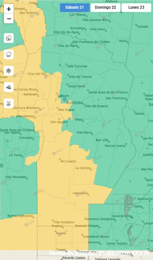 Domingo con alerta meteorológica en Córdoba.