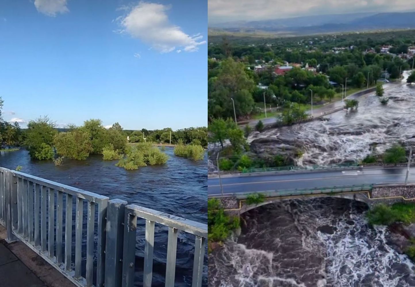 Crecida del río en Mina Clavero.
