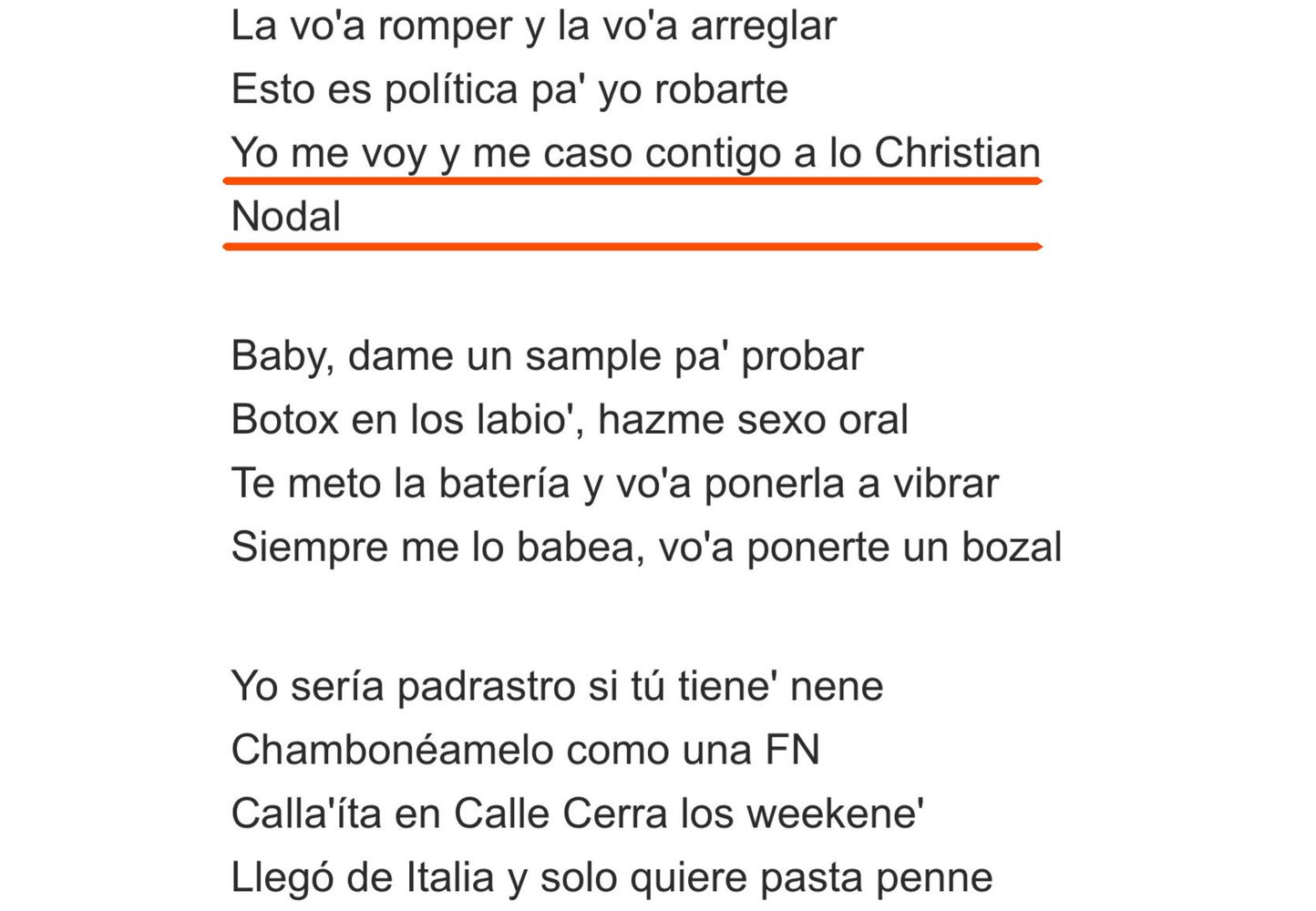 La letra que causó discordia.