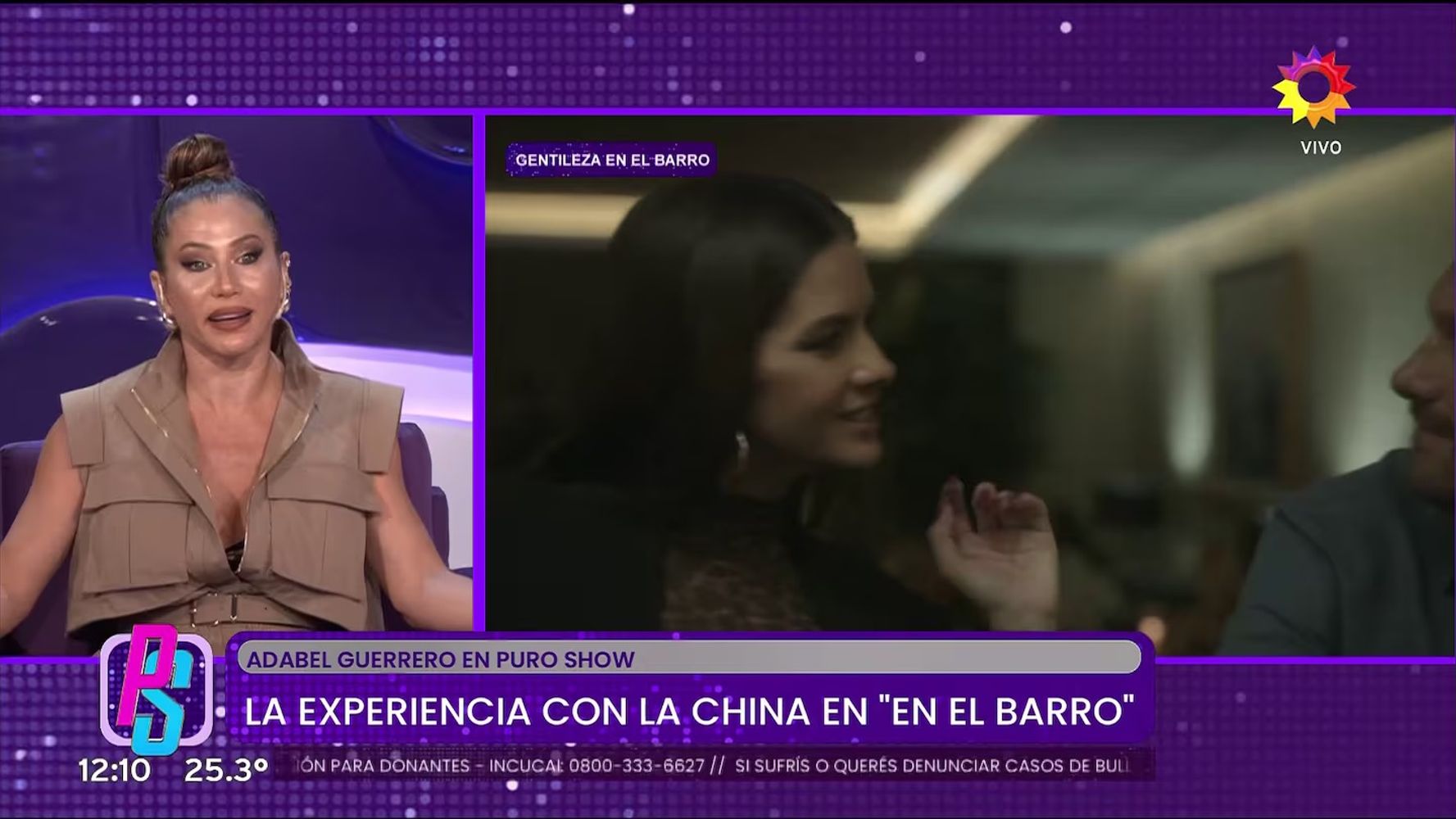 Adabel Guerrero durante su intervención en Puro Show.