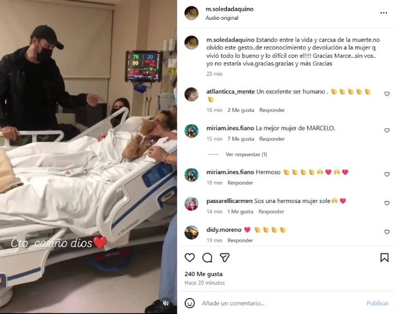 Soledad Aquino y un mensaje de cariño a Marcelo Tinelli
