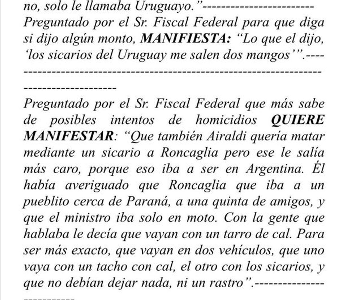 Declaraciones de la Justicia.