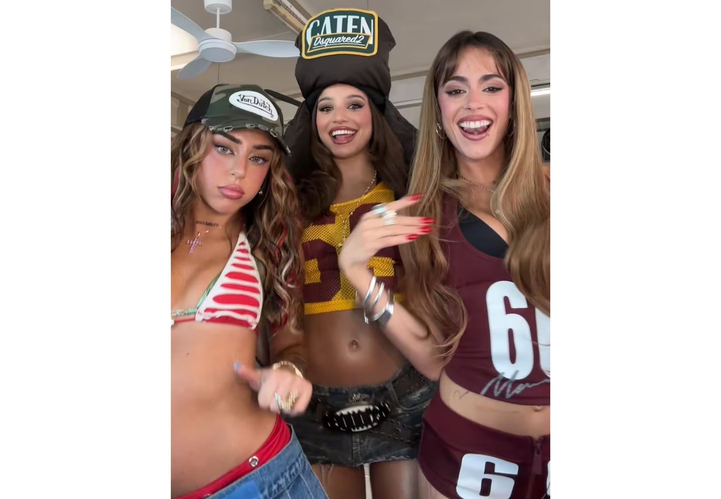 Nicki Nicole, Emilia Mernes y Tini Stoessel en Blackout.