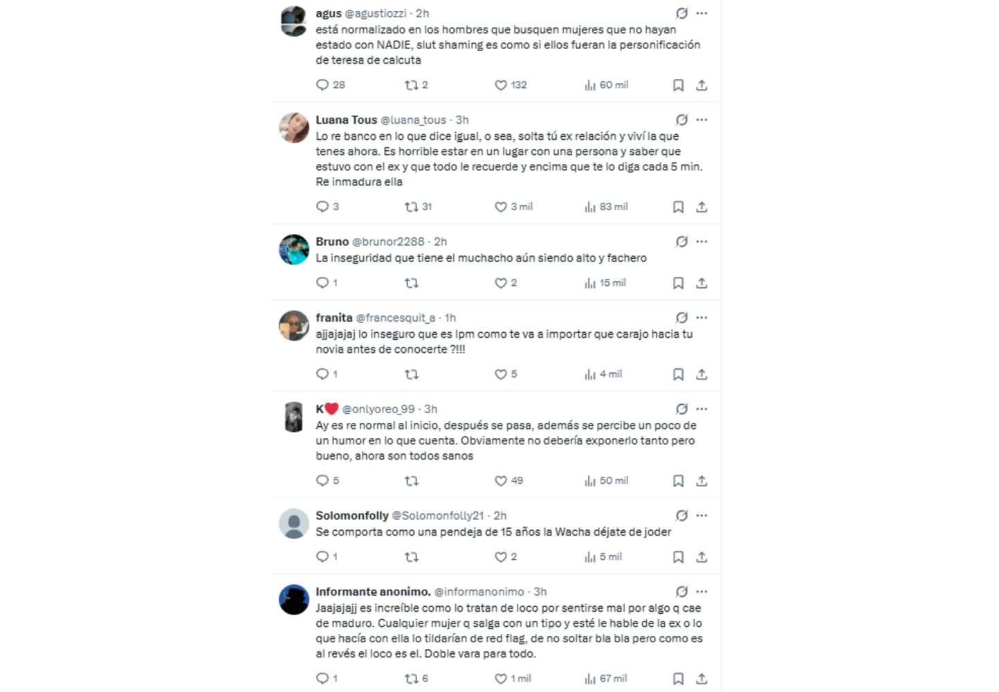 Los comentarios de los usuarios de las redes sociales tras el comentario del influencer.