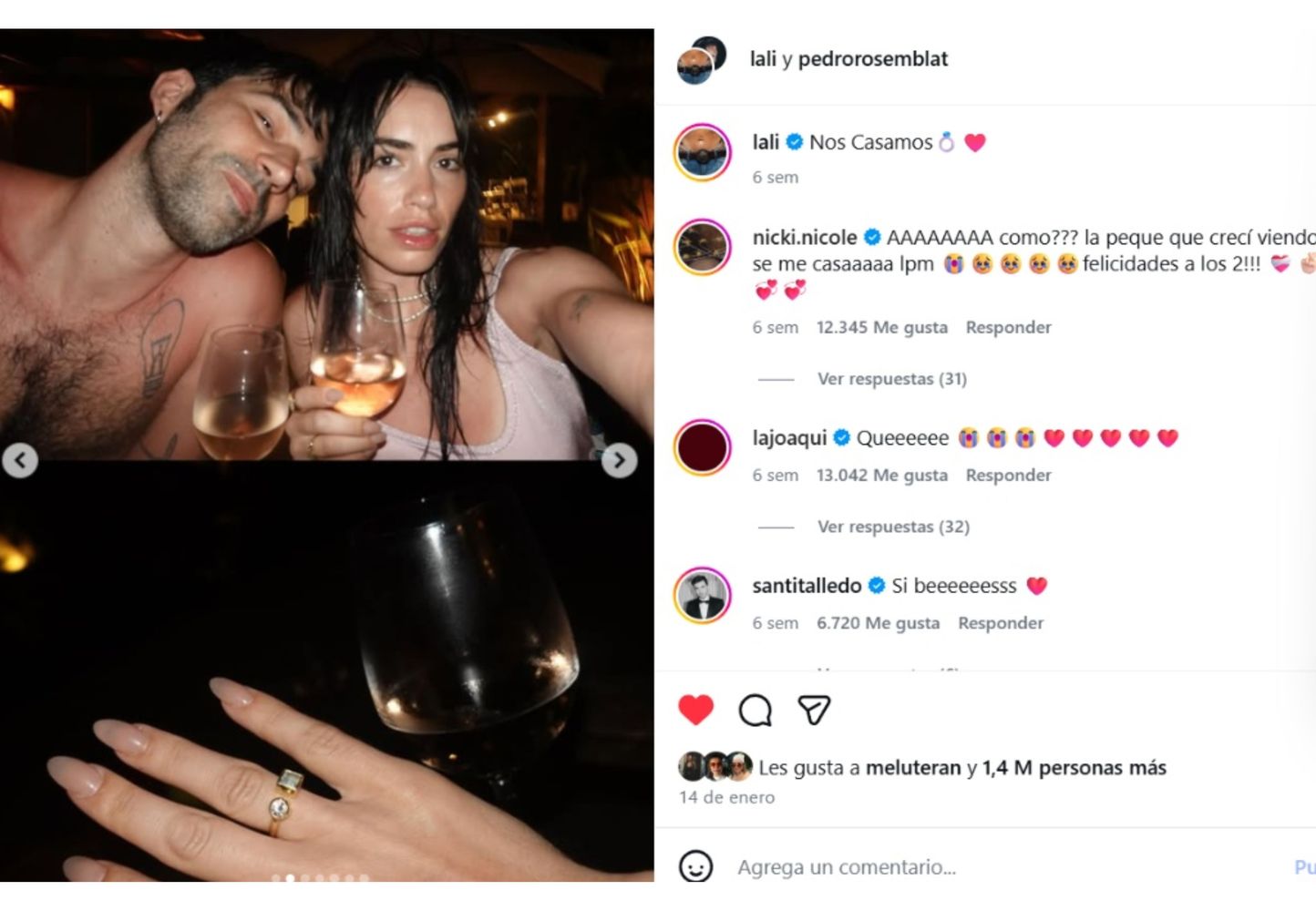 La noche en la que Pedro le propuso casamiento a Lali.