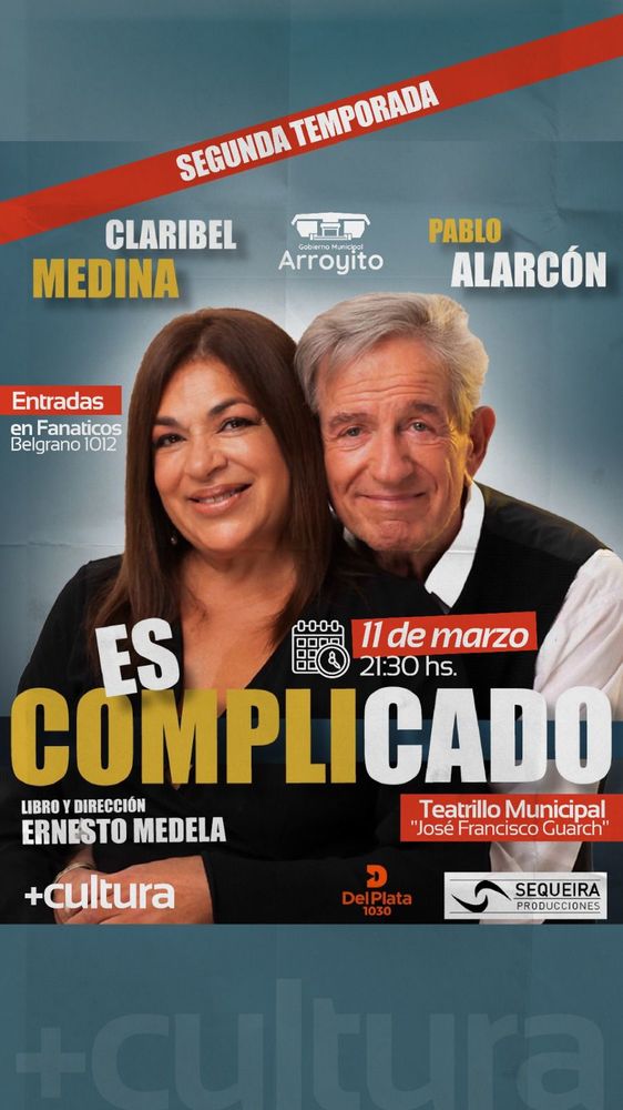 Claribel Medina y Pablo Alarcón llegan con el teatro al Teatrillo en Arroyito