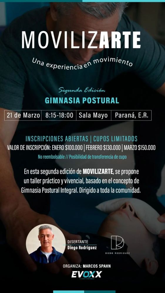 Movilizarte 2026: llega a Paraná la segunda edición del taller de Gimnasia Postural Integral