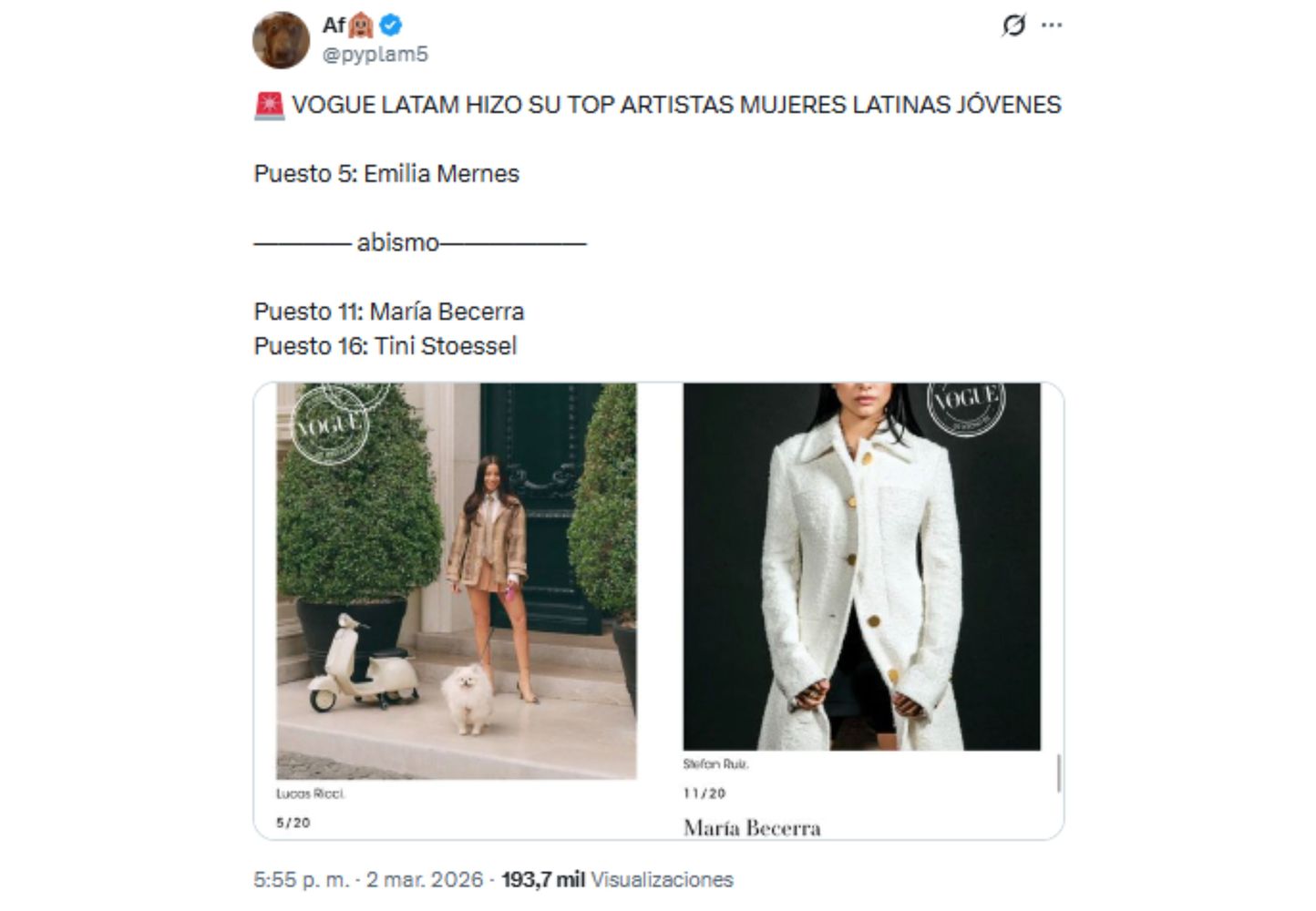 El listado rápidamente se hizo viral en las redes.