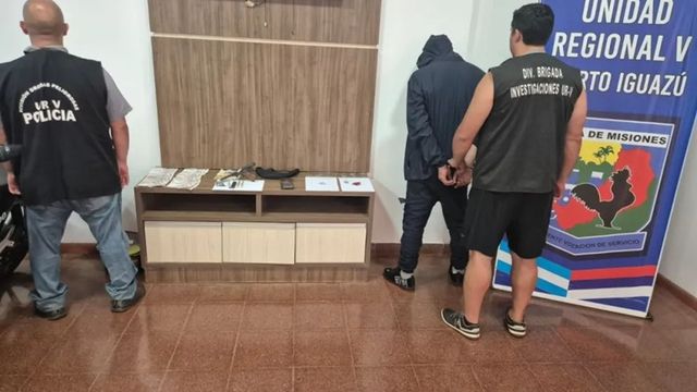 Puerto Iguazú: cayó por dos robos millonarios y lo detuvieron armado con droga fraccionada.