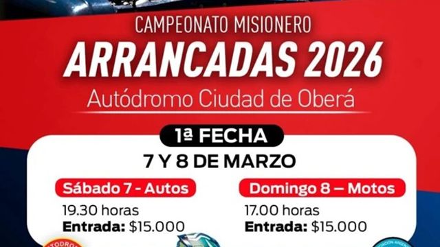El autódromo de Oberá recibirá la primera fecha del Campeonato Misionero de Arrancadas 2026.