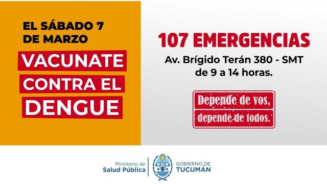 Vacunación gratuita contra gripe y dengue este sábado en el 107.