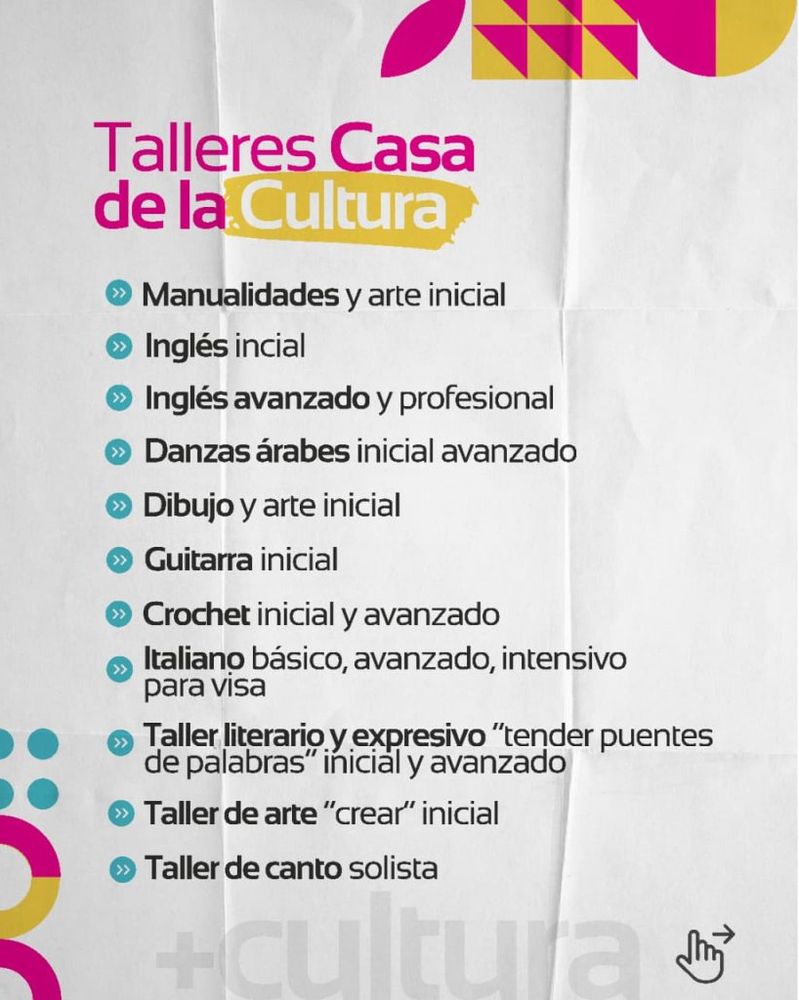 La Casa de la Cultura tendrá más de 60 talleres culturales